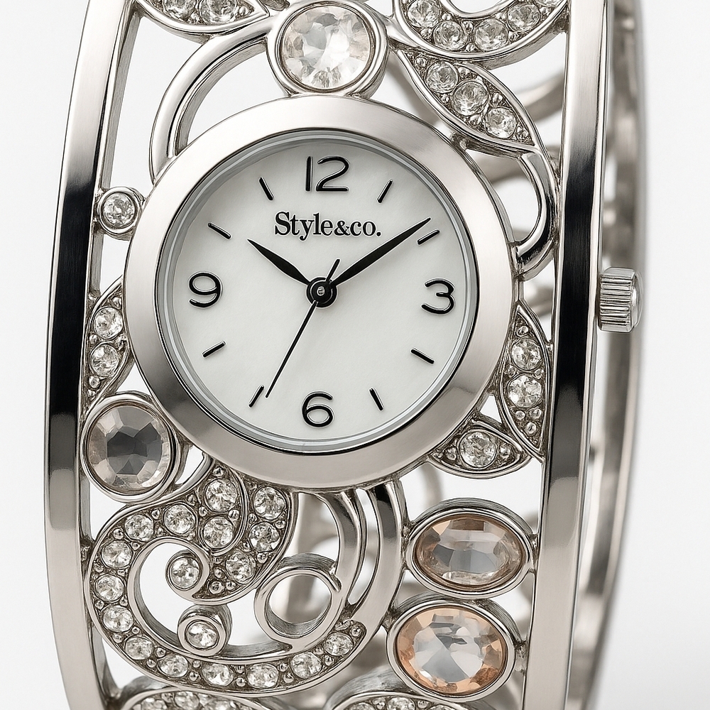 Style & Co. Silver Colour Women's Watch with Crystal Accents